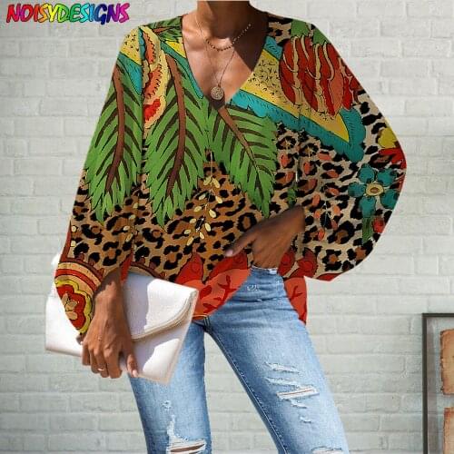 WHEREISART Chiffon Blouse Leopard and Floral Printing Breathable Fabric Fashion Loose Long Sleeve Women Tops Femmes Blouses