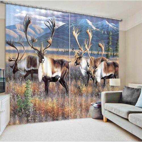 Curtains print Luxury Blackout Antler 3D Window Curtains For Living Room kids Bedroom Drapes cortinas Rideaux Customized size