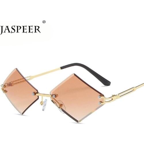 JASPEER Rimless Sunglasses Women Men Punk Geometry Eyeglasses Alloy Frames Retro Sun Glasses Men Sunglasses Eyewear UV400