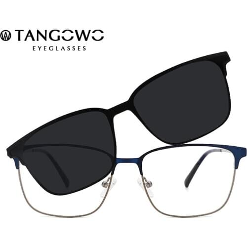 TANGOWO Man Woman Magnet Sunglasses Metal Polarized Optical Spectacle Frame Fashion Vintage Myopia Prescription Glasses DP33110