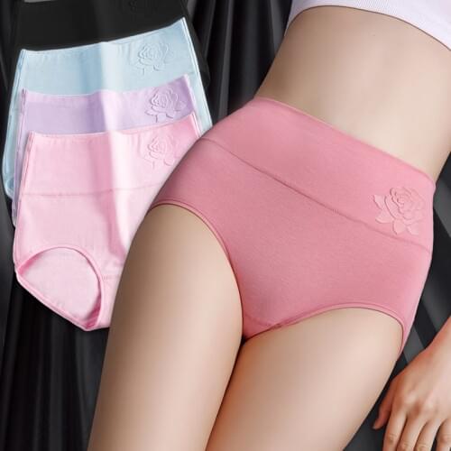 High waisted cotton underwear abdomen sexy womens underwearcomfortable soft large size female briefs