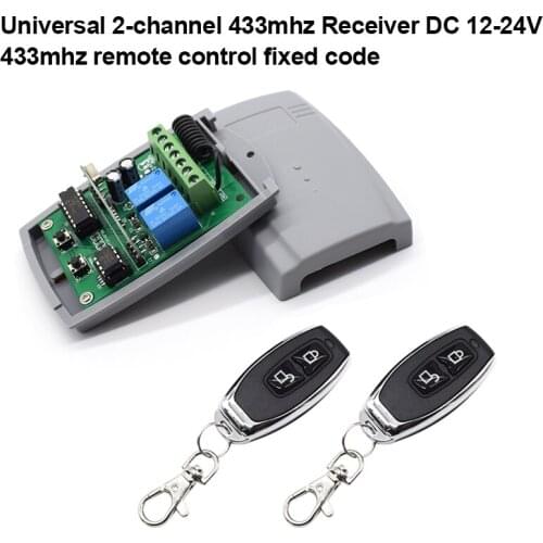 Universal 433.92MHz remote garage receiver + 2 remote controls 433mhz 1527 Learning Code controller transmitter for gate control