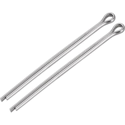 Uxcell 2Pcs Split Cotter Pin - 5mm x 100mm 304 Stainless Steel 2-Prongs Silver Tone for Home DIY Application
