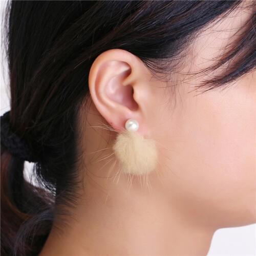 Vintage Hairball White Pearl Earrings For Women Fashion Female Party Crystal Earring Set Fine Jewelry for Winter