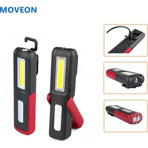 ZPAA USB Rechargeable LED Flashlight Torch Work Light Stand COB Lanterna Magnetic HOOK Built-in Battery Bright Repair Work Lamp