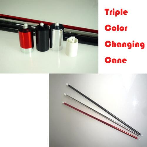 1set Triple Color Changing Cane (Bright Red,Black,Bright Silver) Magic Tricks Accessories Stage Magic Cane to Silk Magia Props