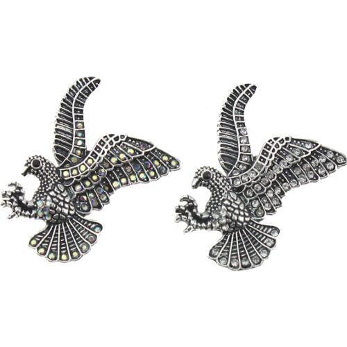 10pcs/lot Snap Jewelry Antique Silver Crystal Bird Eagle Snap Buttons Fit 18mm Snap Button Bracelet Bangles Button Jewelry