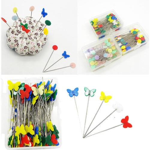 100Pcs/set Plastic Flat Head Pins Straight Quilting Pins Mixed Color DIY Sewing Needles Pins for Dressmaker Jewelry Decoration