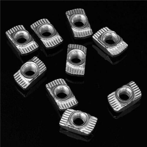100 pcs M5 Hammer Nut Carbon Steel Aluminum Connector nickel plated Fasteners Sliding Nut Drop In Nut Fasten Connector T nuts