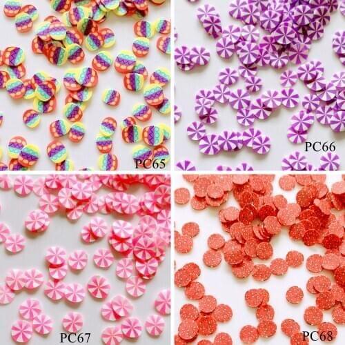 20g/bag Polymer Clay Slices 3D 5mm Polymer Clay Sticker Easter Egg Candy Sausage Slices