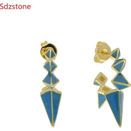 2021 Xmas Gift Pink Enamel 14mm Spike Pave Huggie Earrings Mini Stud Women Crystal Luxury Circle Earring Loops Jewelry