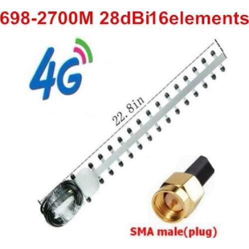 4G high gain yagi 28dBi 16 elements 698-2700MHz LTE router outdoor roof antenna