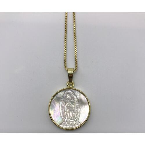 5pcs/lot Virgin Mary Medallion Shell Pendent Necklace Shell Necklaces With Box Chain For Women Men Jewelry