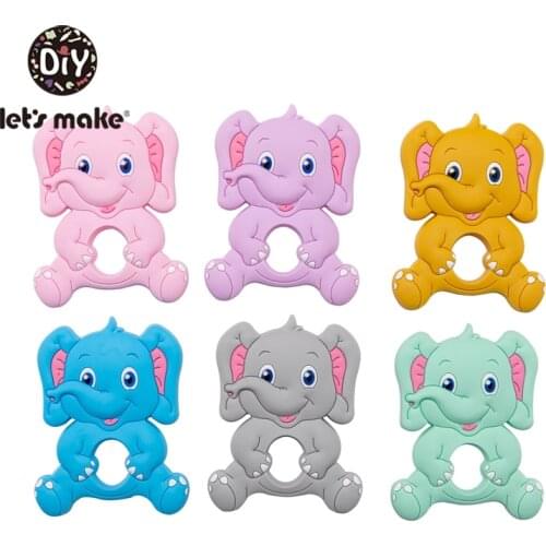 Lets Make 5PCS Silicone Smile Elephant Teether Baby Toys Necklace Accessories Beading DIY Food Grade Free BPA
