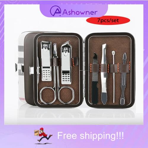 7 Pcs/set Nail Clippers Set Stainless Steel Nail Scissors Clippers Nail Art Cutter Pedicure Manicure Tools