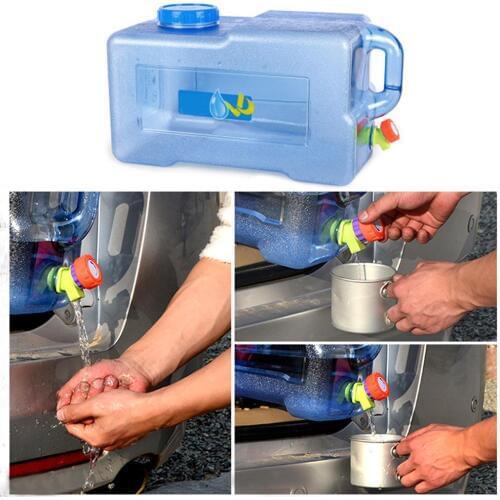 Water Tank Car 25L Square PC Car Bucket Thickened Faucet Self Driving Bucket Outdoor Camping Carrier Storage Container Tank