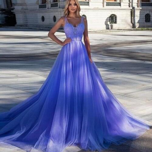 Bestidos de gala A Line Lilac Appliqued Tulle Evening Dress Sweetheart Special Occasion Formal Party Long Prom Gowns