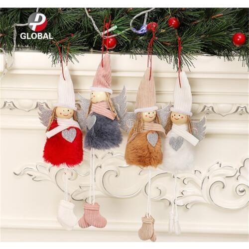D&P 1PCS 10*26 cm Christmas Plush Cute Angel Doll Pendants Christmas Tree Hanging Ornaments New Year Children Gift lovely Toys