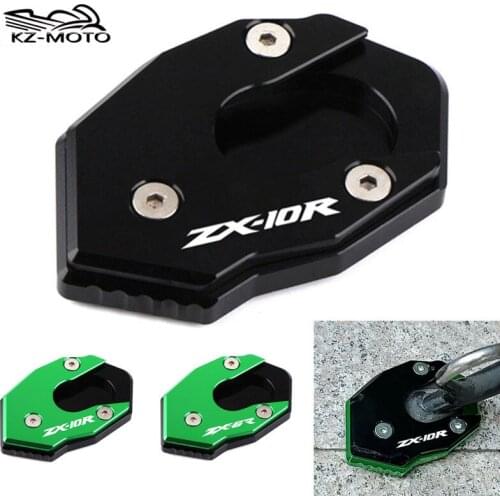 For Kawasaki ZX-6R ZX-10R zx6r zx10r 2008-2020 Motorcycle CNC Kickstand Foot Side Stand Extension Pad Support Plate Accessories