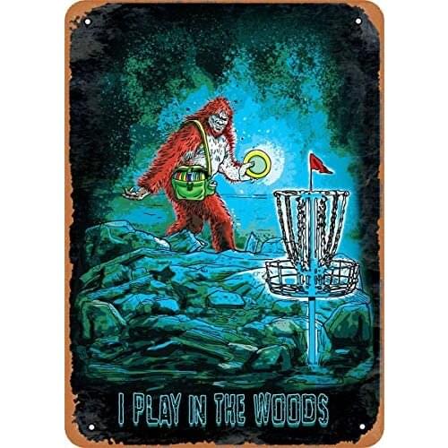 Fanzi Vintage Look Metal Sign Sports Disc Golf in The Woods 8"X12" Tin Plate Wall Decor