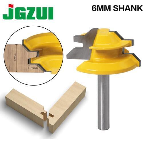 1Pc 45 Degree Lock Miter Router Bit 6mmShank Woodworking Tenon Milling Cutter Tool Drilling Milling For Wood Carbide Alloy