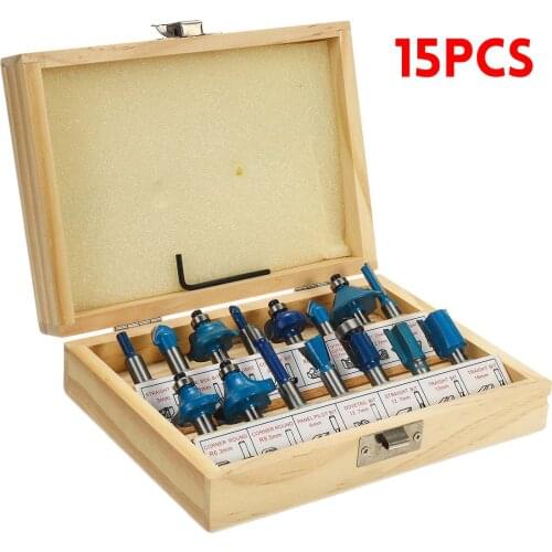 15 Pcs/set Woodworking Milling Cutters 1/4''/8mm Shank Carbide Router Bit For Wood Cutter Engraving Cutting Tools