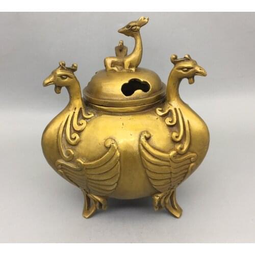 China Collect Copper Brass Sculpturepeafowl SandalWood Incense Burner Metal Crafts Home Decoration