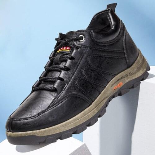 Winter new fashion plus velvet thickening hiking shoes mens boots outdoor leisure sports mens shoes single shoes cotton shoes