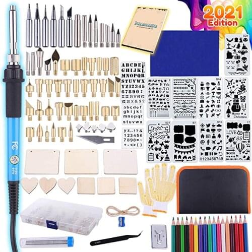 Catcrafter Wood Burning DIY Tool Set Kits - Soldering Iron Arts and Crafts Kits Stencils Pen Carving Color Pencils with Carving