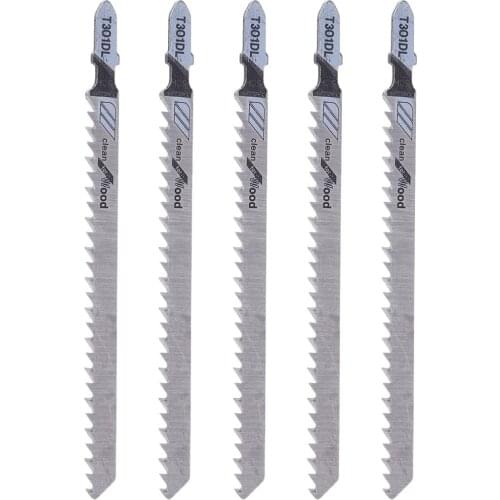 5 Pcs T301DL HCS T-Shank Jig Saw Blades Set 132mm 5" 6 TPI Clean For Wood