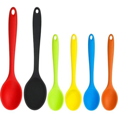6 Pieces Silicone Mixing Spoons Set Nonstick Kitchen Cooking Spoons Silicone Serving Stirring Spoon for Kitchen Cooking