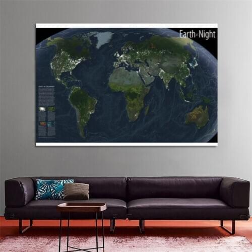 World Map Sticker Earth At Night Map of The World 150*100cm Non-woven Poster and Print Wallpaper for Home Office School Supplies