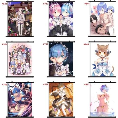 Print Pictures Canvas Home Re Zero Kara Hajimeru Anime Decor Poster Plastic Scroll Hanging Painting Bedside Background Wall Art