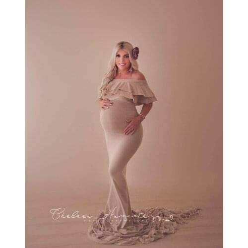 Turn-Down Collar Mermaid Maternity Gowns for Babyshower Side Split Formal Pregnant Dress Custom Made High Quality Chiffon Robes