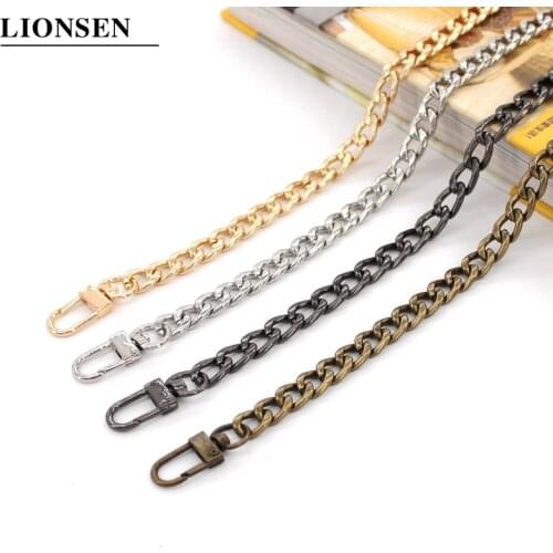 Lionsen 0.9cm wide Flat Replacement Chain Strap Metal link Clasp Purse Chain Bag Handle Shoulder Cross Body Handbags Chain Strap