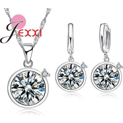 Shiny Cubic Zirconia Water Kettle Pendant/Necklace/Earrings Women Girls Fashion 925 Wedding Fashion Jewelry Set
