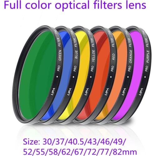 Full color optical filter lens for DSLK SLR camera orange purple Yellow Green Blue Purple Filter lens