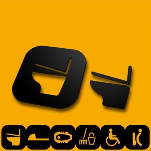 Squatting Reminder Toilet Signs 3D Hollow Signage Doorplate Warm Reminders Indicator Plaque Plate Bathroom WC Wall Door Sticker