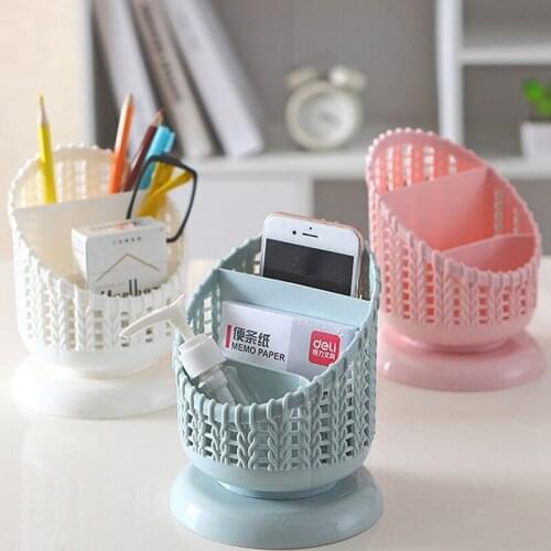 Simple and Creative Rattan Woven Hollow Plastic Pen Holder Desk Organizer Storage Multifunctional Desktop Office Organization