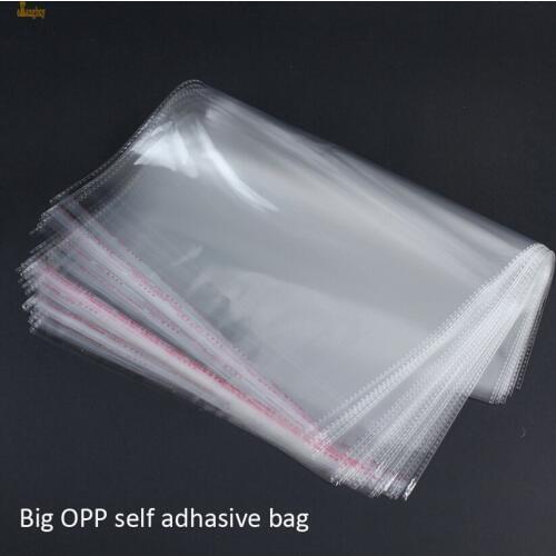 100pcs/lot Clear Resealable BOPP/Cellophane big 21x32cm(28+4) Transparent OPP gift bags Plastic packaging bag Self Adhesive Seal