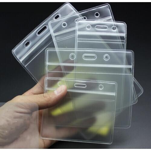 10 PCS Transparent Vinyl Plastic ID Card Holder with Zipper Badge Holder Accessories School Supplies