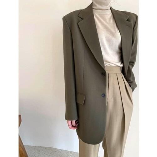 Long-sleeved straight suit jacket casual fall 2021 loose jacket black green suits