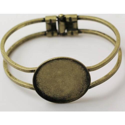 Blank Cuff Bangle Base with Round Bezel Cabochon Spring Bracelet Bangle Settings Findings Antique Bronze tone 20mm 25mm 30mm