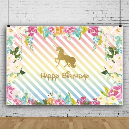 Rainbow Unicorn Glittering Cartoon Baby Pet Cake Portrait Photography Backdrops Photocall Birthday Party Background Studio Shoot