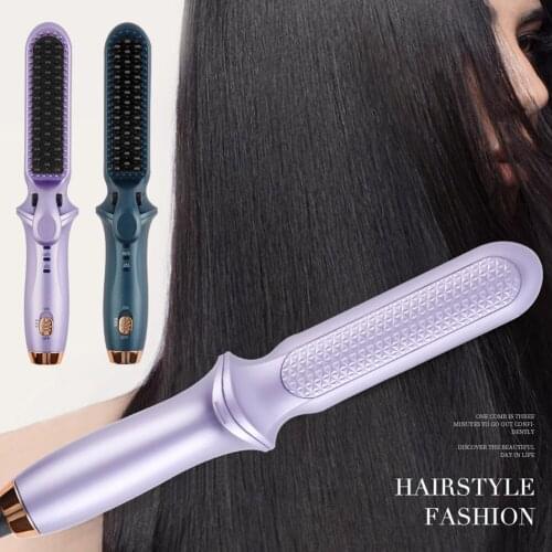 2 in 1 Hair Straighteners Brush Women Hair Styler Curling Iron Electric Hot Comb Straightener Fast Heating Curler Dropshipping
