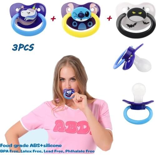 Printing abdl silicone baby pacifier ddlg printing cute animal unicorn + blue+ bat adult Baby Pacifier Daddy Gril little space 3
