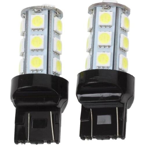 SODIAL(R) 2 Pcs 7443 7440 T20 White 18 LED 5050 SMD Tail Brake Light Bulbs
