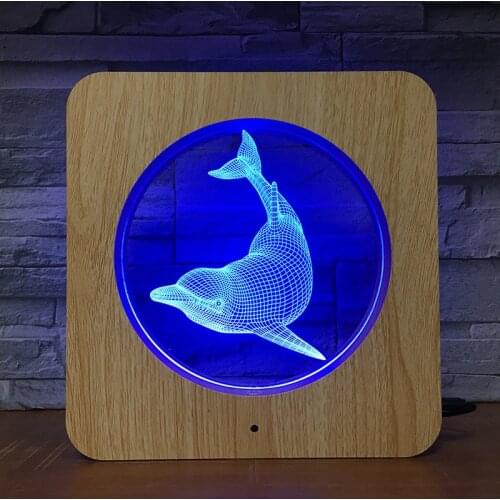 Dolph Image Lamp 3D Visual Photo Frame Light 7 Colors Night Lights USB Atmosphere Bedroom Decoration Lighting for Kids Gift
