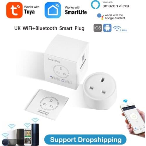 15A WiFi + Bluetooth UK Smart Plug Socket TUYA/Smart Life APP Remote Control Timing Support Alexa Google Home Voice Control