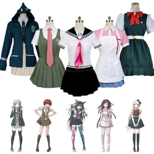 Super DanganRonpa 2 Dangan Ronpa Cosplay Chiaki Nanami Mahiru Sonia Mikan Ibuki Uniforms Jacket Shirt Tie Skirt Cosplay Costume